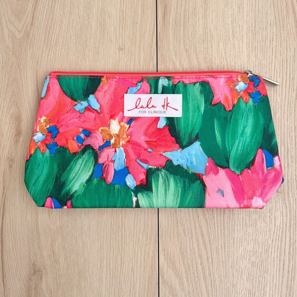 LuLu Dk For Clinique Limited Edition GWP Flower Makeup Cosmetic Zip Travel Bag
